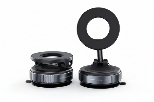 Strong Magnetic Car Phone Holder Foldable Design 360° Adjustable Vacuum Mount for Car/Desk/Bathroom/Universal Use