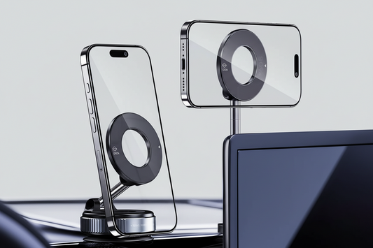 Strong Magnetic Car Phone Holder Foldable Design 360° Adjustable Vacuum Mount for Car/Desk/Bathroom/Universal Use