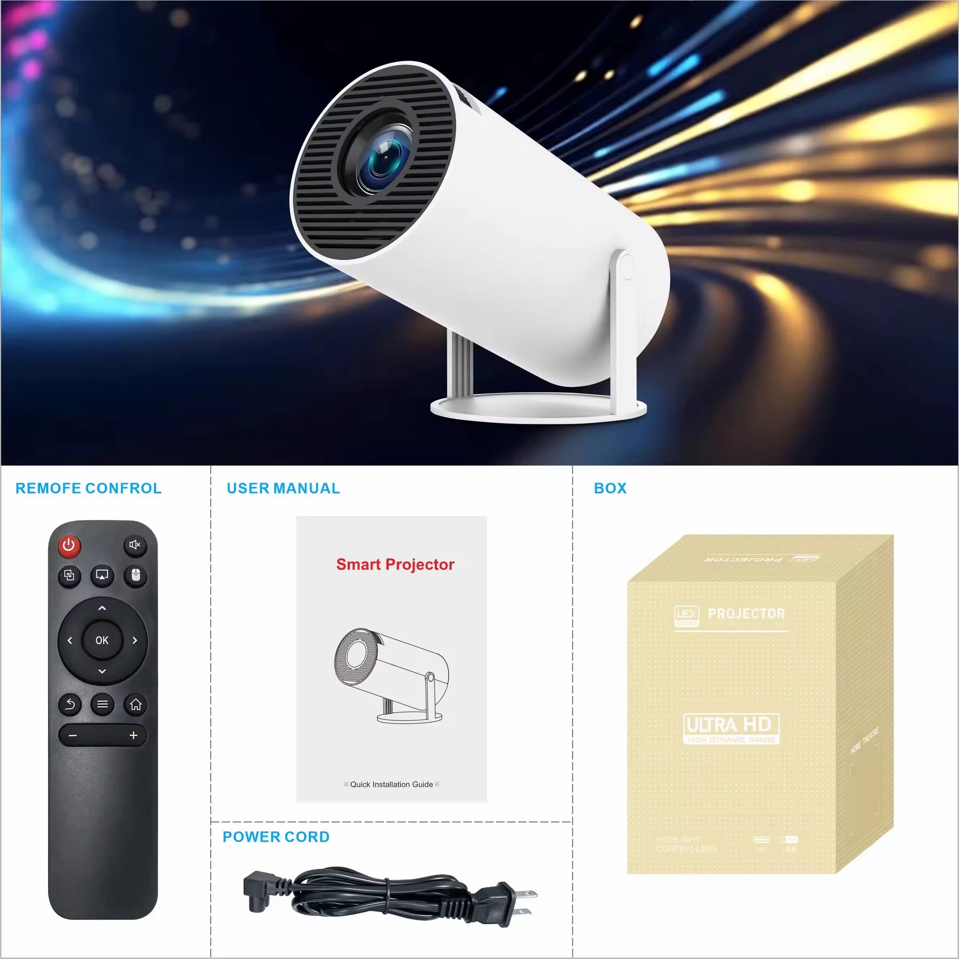HY300 Smart Portable Projector Android 11 Dual WIFI LCD 1080P Video 720P Home Theater Projector 1080P Projectors