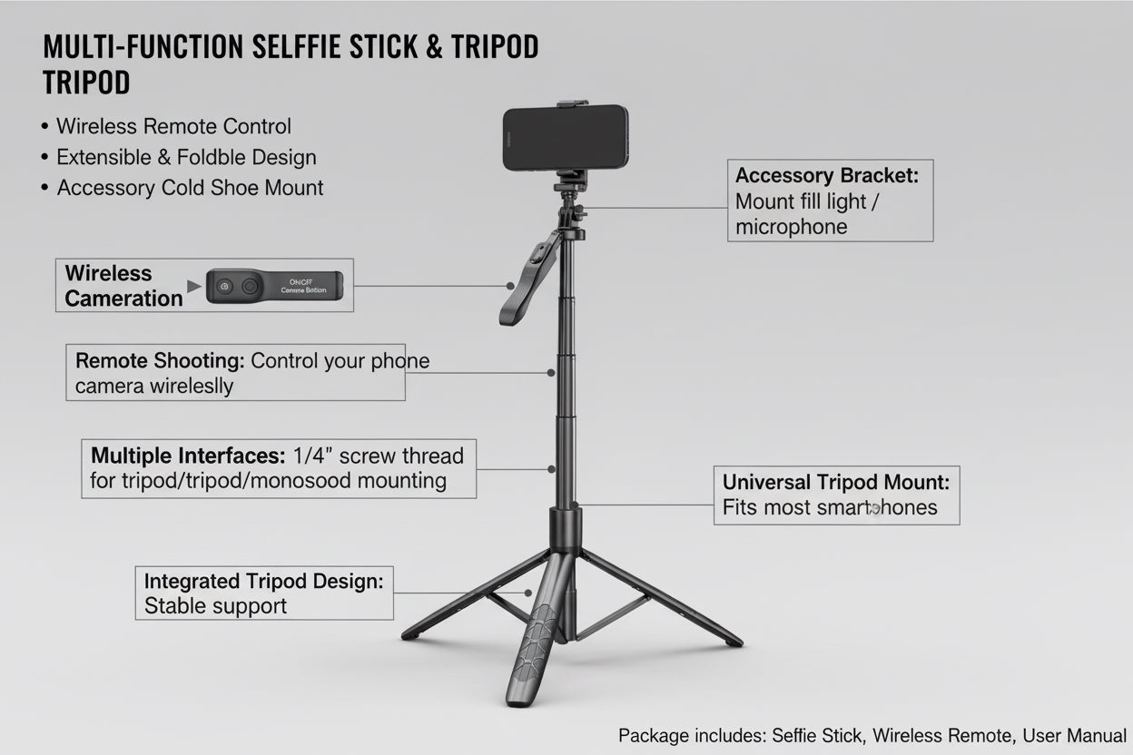 Auto Face Tracking Tripod 360° Rotation, Auto Tracking Phone Holder Remote Moving Tripod for Live Video Vlog