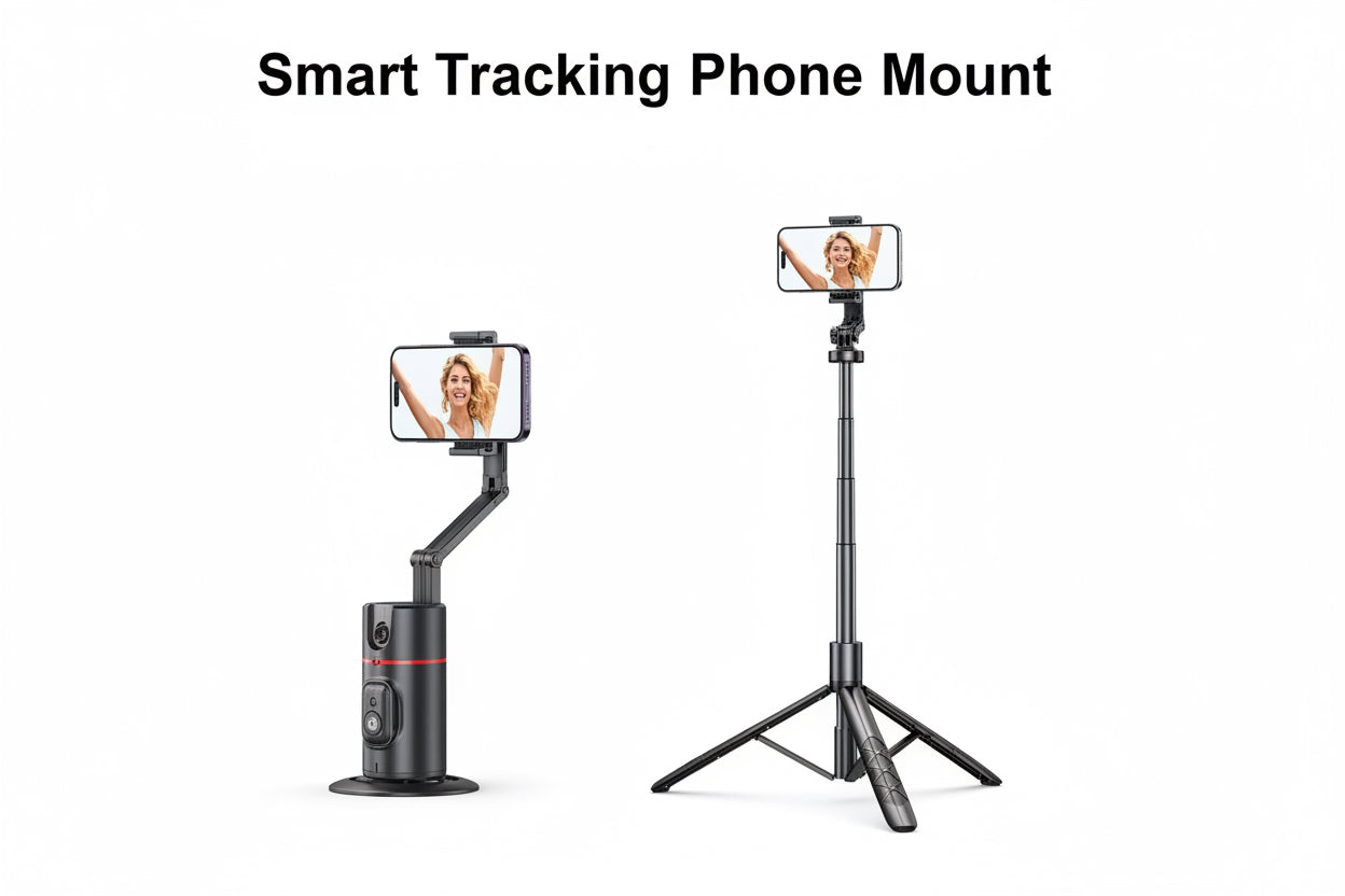 Auto Face Tracking Tripod 360° Rotation, Auto Tracking Phone Holder Remote Moving Tripod for Live Video Vlog